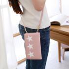 Star Print Long Wallet With Crossbody Strap