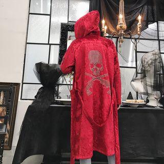 Rhinestone Skull Hooded Coat