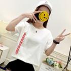 Short-sleeve Lettering Strap Top