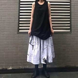 Mini Tank Dress / Midi Printed A-line Skirt