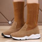Knit Panel Athletic Mid-calf Boots