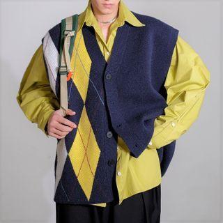 Argyle Print Panel Sweater Vest