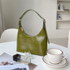 Buckle-strap Faux Leather Hobo Bag