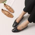 Shirred Faux Leather Flats