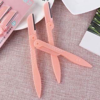 Set Of 3: Foldable Eyebrow Razor D0533 - Set Of 3 - Tangerine Pink - One Size