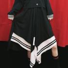Asymmetric Midi A-line Skirt Black - One Size