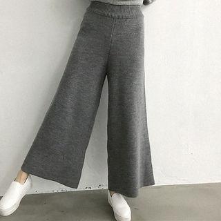 Band-waist Bell-bottom Knit Pants