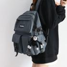 Faux Leather Lettering Backpack / Charm / Set