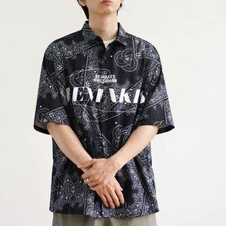 Paisley Lettering Print Short Sleeve Shirt