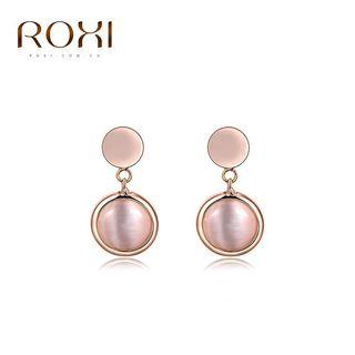 Cat Eye Stone Dangle Earring 1 Pair - Rose Gold - One Size