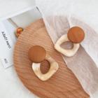Wooden Disc Irregular Acrylic Hoop Earring
