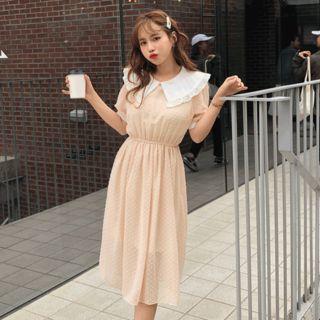 Frilled-collar Textured Dress