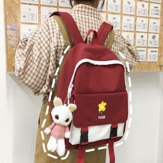 Two-tone Flower Print Backpack