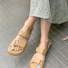 Self-fastener Pleather Sandals