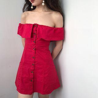 Off-shoulder A-line Dresss