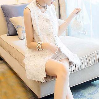 Set: Sleeveless Open-front Vest + High-waist Shorts