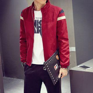 Contrast Trim Stand Collar Zip Jacket