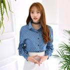 Frill-layered Sleeve Dotted Shirt