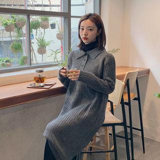 Rib-knit Midi Polo Dress