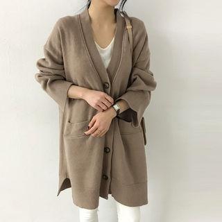 V-neck Patch-pocket Cardigan