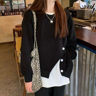 Irregular Button Detail Sweatshirt