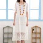 Short-sleeve Lace Tiered Dress