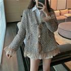 Double-breasted Tweed Jacket / Pleated Hem Shirt Dress