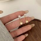 Faux Pearl Star Dangle Earring 1 Pair - 925 Silver - Gold - One Size