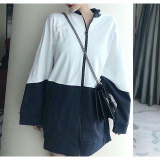 Two Tone Zip Windbreaker White & Blue - One Size