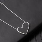 Heart Pendant Stainless Steel Necklace Black Heart - Silver - One Size
