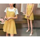 Tie-shoulder A-line Dress / Short-sleeve T-shirt / Set