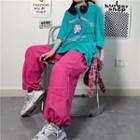 Drawstring Hem Corduroy Straight-cut Pants