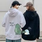 Couple Matching Dinosaur Print Hooded Sweatshirt