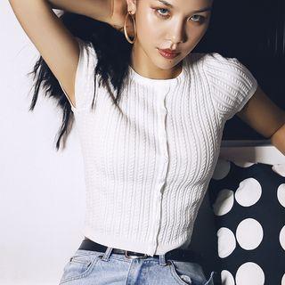Button-down Cable-knit Light Top