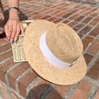 Contrast-trim Rattan Panama Hat