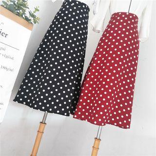 Polka Dot High-waist A-line Midi Skirt