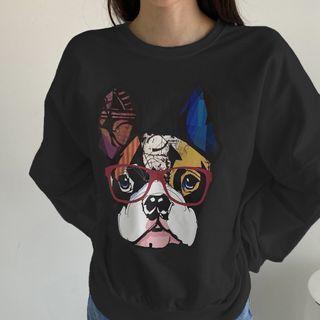 Dog Print Drop-shoulder Sweatshirt