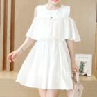 Ruffle Trim Off Shoulder Short Sleeve Dress