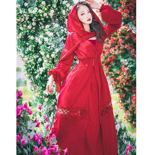Long-sleeve Maxi Slit A-line Dress