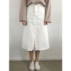 Fray-hem Slit-cut A-line Skirt