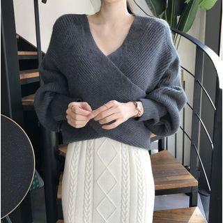 V-neck Cross Cropped Sweater