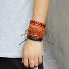 Braided / Layered Genuine Leather Bracelet (various Designs) Set Of 6 - One Size