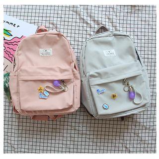 Nylon Backpack With Brooches