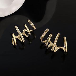 Rhinestone Ear Cuff 1 Pair - Stud Earring - Gold - One Size