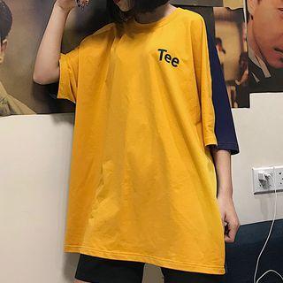 3/4-sleeve Printed T-shirt Yellow - One Size