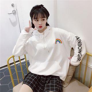 Lettering Rainbow Print Hoodie