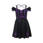 Off Shoulder Cross Print A-line Dress