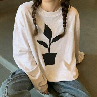 Plant Print Sweatshirt