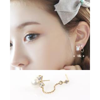 Faux-pearl Chain Link Earring (single)