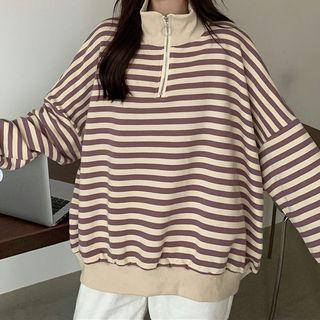 Striped Half Zip Sweatshirt
